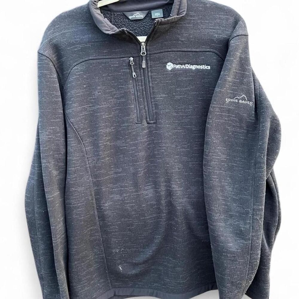 Eddie Bauer Gray Sweater Fleece Quarter-Zip Pullover | Quest Diagnostics Logo